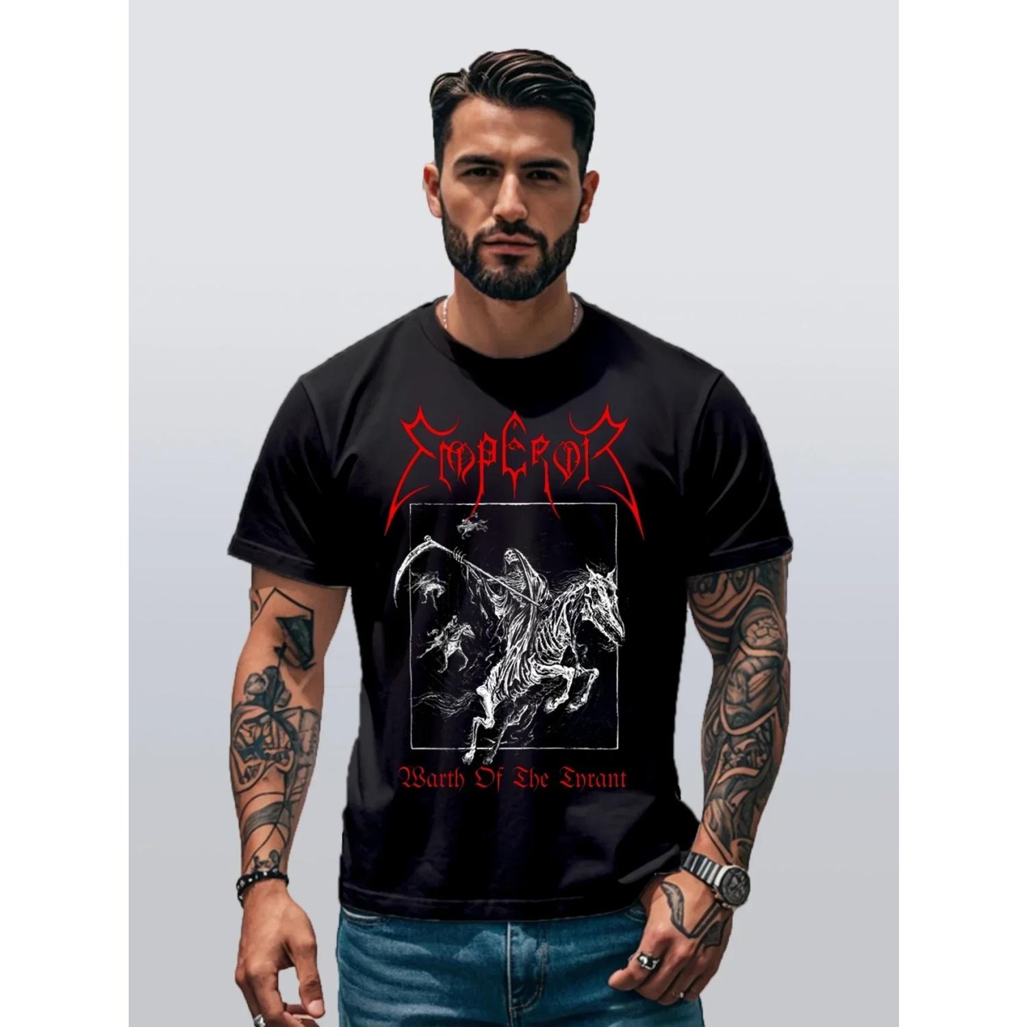 Emperor Print T-shirt 2025 Men Women Cotton Gothic Band T Shirt Black Metal Rock Dark  American Retro T Shirt Streetwear S чёрный