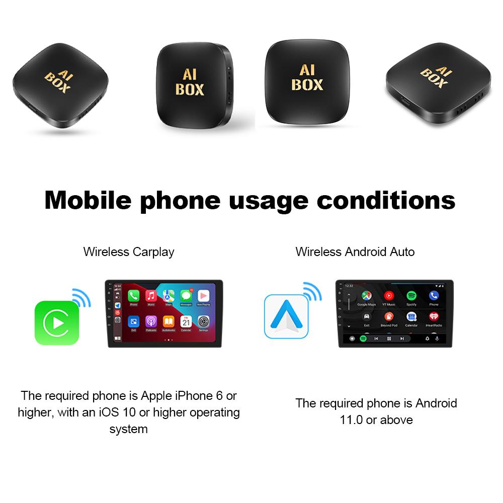 Adaptér CarPlay 3 v 1 připojený k bezdrátovému hraní v autě a Android 13.0 Auto Cars Smart AI Box WIFI Bluetooth V5.0 pro Netflix Youtube