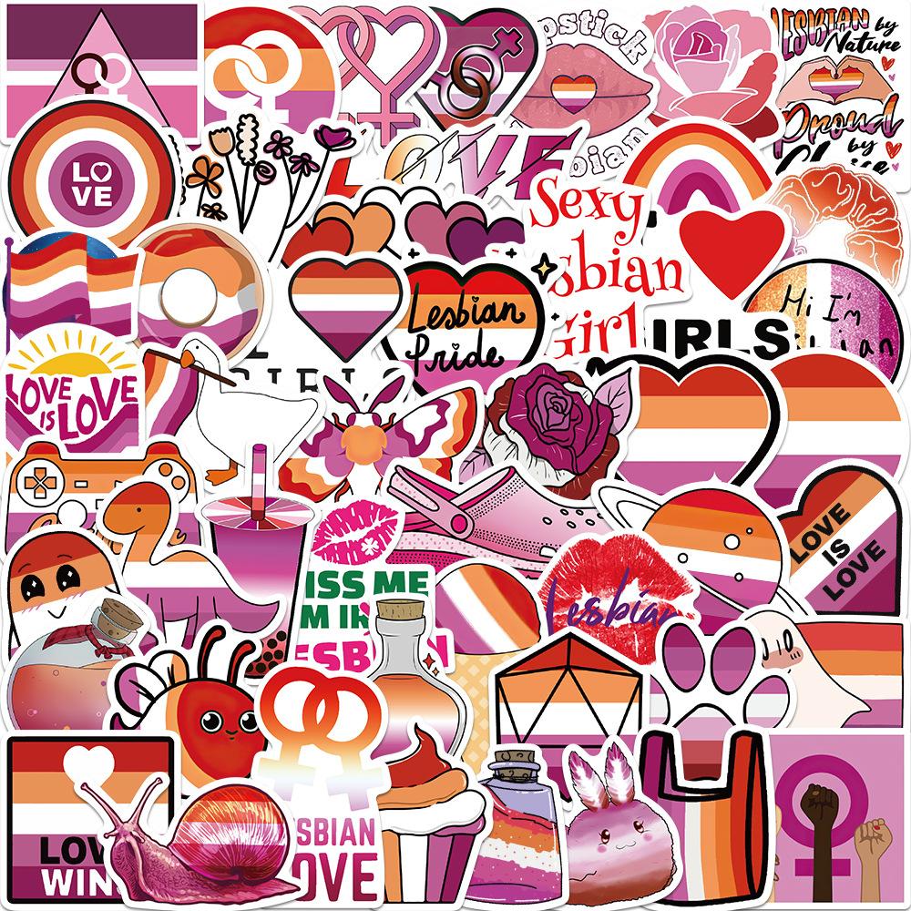 10/25/50pcs Lesbian Pride Stickers Graffiti Love Decals for Laptop Pad Phone Luggage Water Bottle Skateboard Car Bumper Fridge