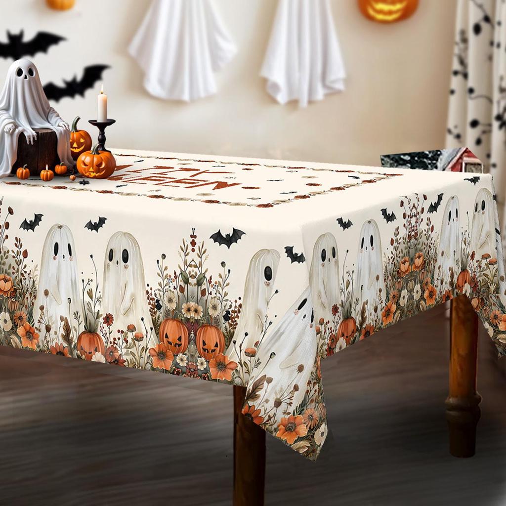 Halloween Pumpkin Rectangle Tablecloth for Table Decor Holiday Party Reusable Indoor Outdoor Table Cloth Halloween Decorations