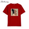 Shellsuning Summer Vintage Printed Cotton T Shirt Women Loose Short Sleeve Trend Tees Female Casual Streetwear All-match Basic Tops