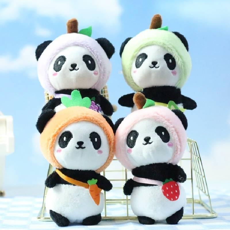 Adorable Plush Panda Keychain Soft Pp Cotton Stuffed Animal Bag Pendant Cute Toy