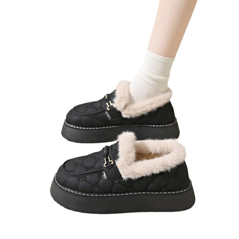 Polaire chaud Doudou chaussures en coton pour femmes hiver nouveau mi-haut grandes chaussures de neige en coton grande taille chaussures plates en coton