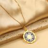 Fashion Creative Round Shining Pattern Pndant Necklace Stainless Steel Gold Plated Necklace for Women 316L Jewelry Gift