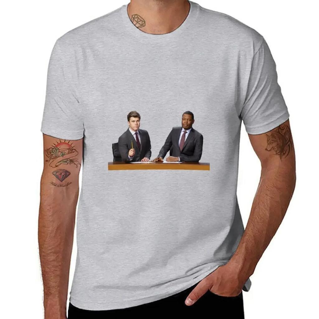 SNL Michael Che Colin Jost Weekend Update Promo T-Shirt Kawaii Clothes Tees Shirts Graphic Tees Men's Cotton T-shirt