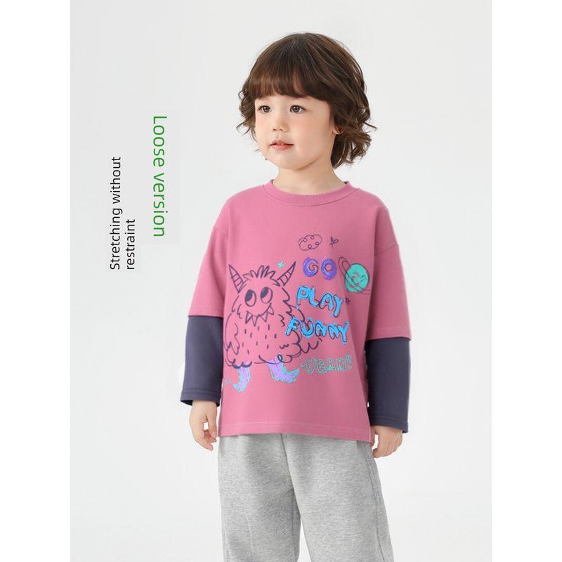 Right European Style Boys' Long-Sleeve T-Shirt Children's Spring Clothing 2026 New Children's Wear Baby Casual Versatile Spring and Autumn Base Shirt