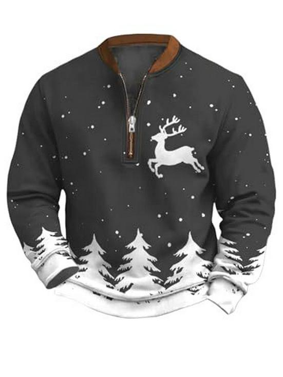 Men's Christmas Reindeer Elk Forest Print Hoodie - 2025 Autumn Collection