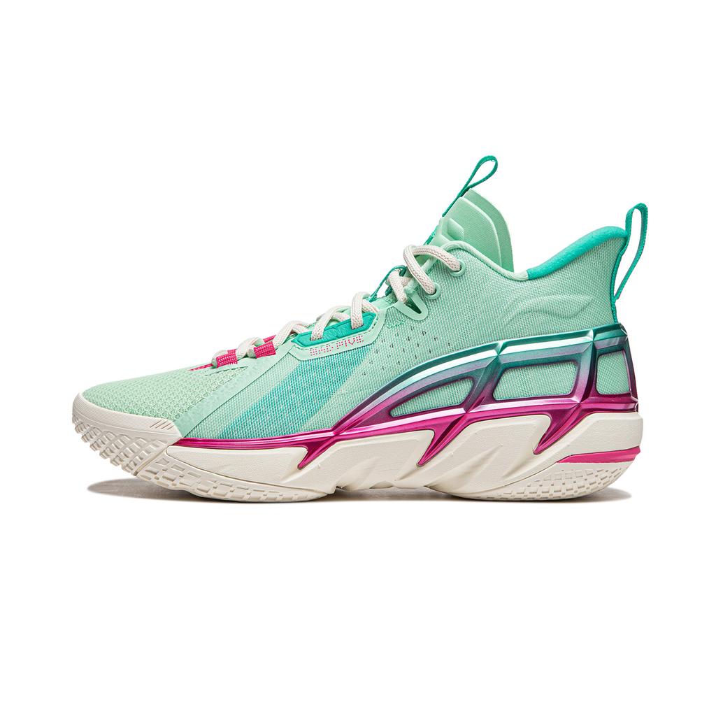 Li Ning Fan Wu 4 Weichu Youcai Basketbalové boty Pánské Tenisky Zelená Fialová ABFU015-4