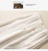 2024 Spring Summer Women's Cotton Linen Embroidered Wide-Leg High-Waist Casual Pants