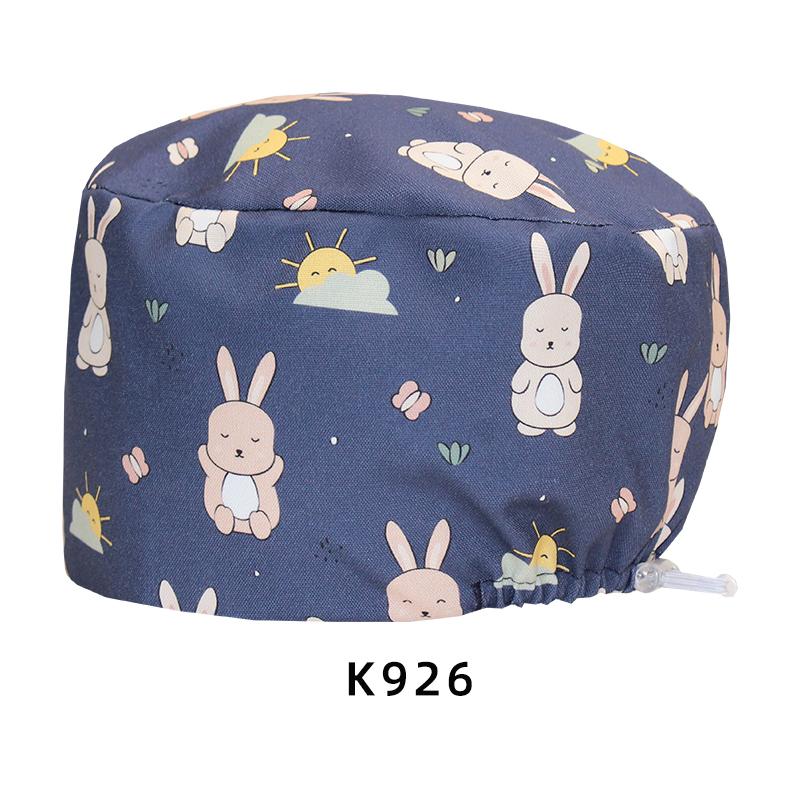 Cartoon Printed Nursing Caps Men Women Medical Hats Adjustable Long Hair Pet Dental Clinic Doctors Scrub Hat