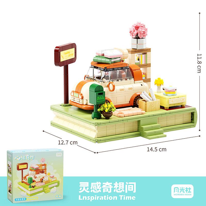 

Moonlight Club Heart Travel Wonder Игрушка для вставки микрочастиц Подарок на день рождения девочки Открывающийся багажник со сценой бежевый