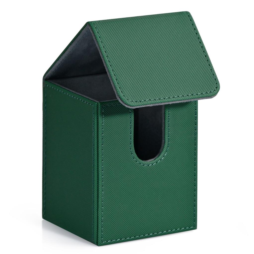 Card Deck Box,Card Storage Box holds 100+ Single Sleeved Cards, PU Leather Magnetic Closure for Magic cards TCG cards