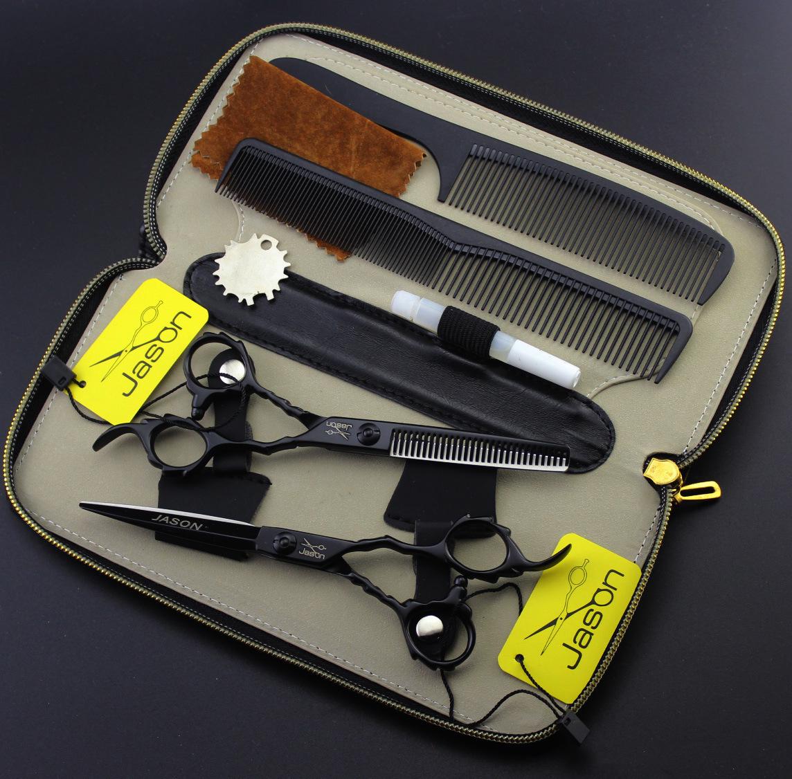 JASON HD-31 Black Hairdressing Scissors & Thinning Shears Set