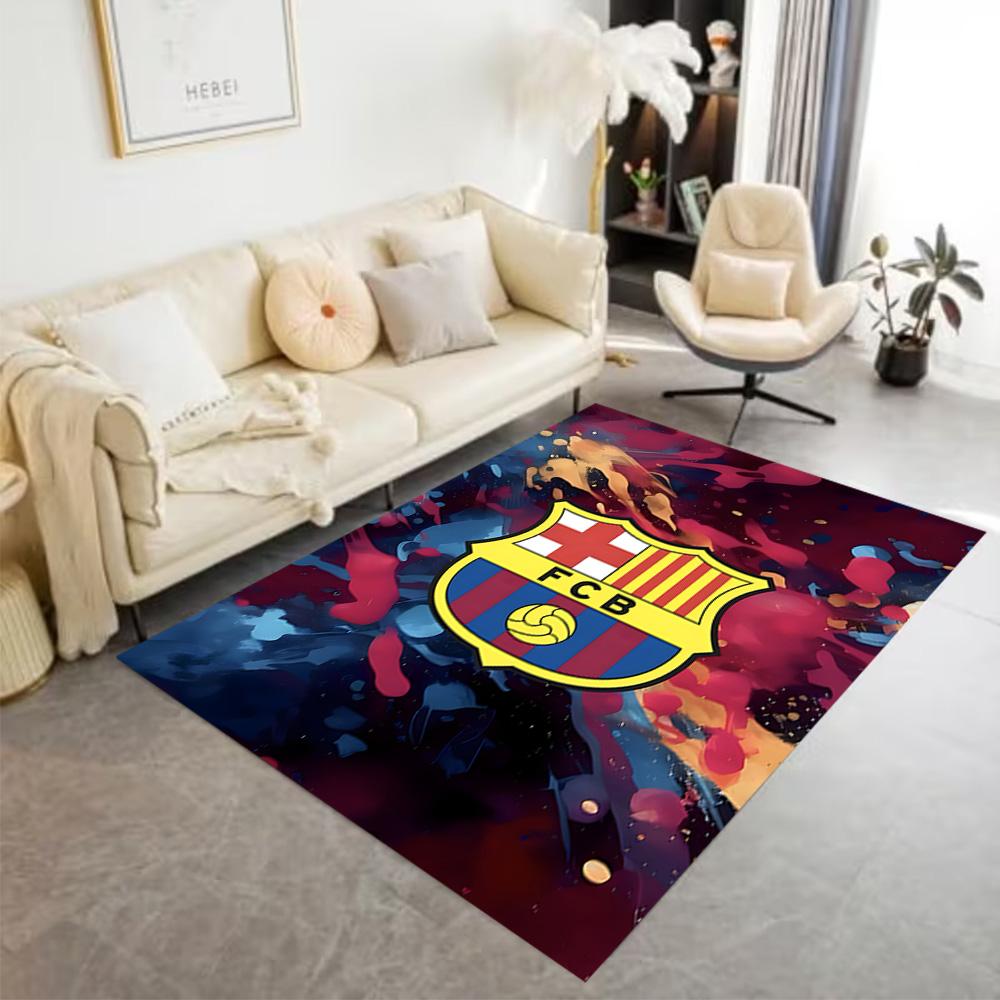 Fcb Crest Emblem Carpet Design for Dining Room Living Rooms Playrooms Bedrooms Anti-slip Rug Office home decor Gift for Festivals