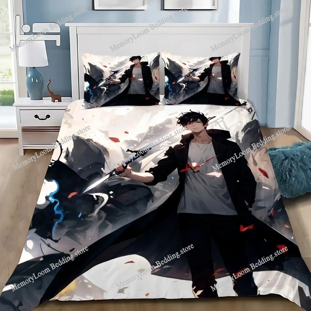 Anime Solo Leveling Duvet Cover Pillowcase Bedding Set Adult Boy Girl Bedroom Decoration Children Gift Single Double Large Size