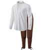 2 pezzi Set costume da cavaliere medievale da uomo Rinascimento Cosplay Pirata Camicie con cavigliera Pantaloni per Halloween Cotone Lino