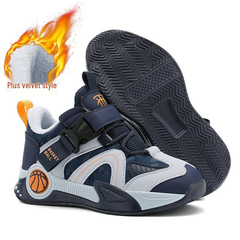 2025 Autumn Kids' Running Shoes: Waterproof, Anti-slip, Fleece-lined Sports Sneakers for Boys, Ideal for Middle and Big Kids