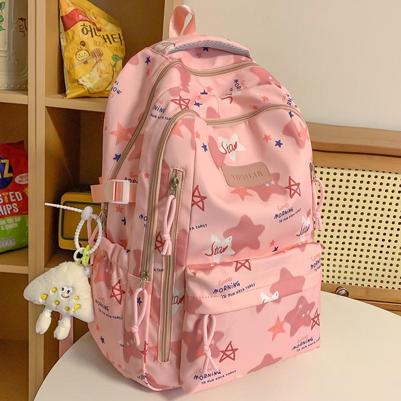 Schoolbag Children Elementary School Girls Junior High School Students College Students Large Capacity Star Backpack