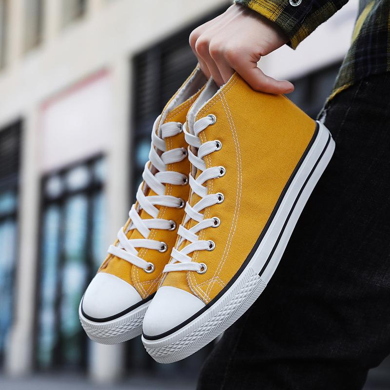 Autumn and winter velvet couple cotton shoes Korean version versatile thermal canvas shoes male student velvet cotton shoes