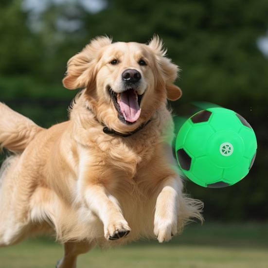 Green Football Dog Chew Toy Bite Resistant Soccer Squeaky Ball Pet Interactive Toy Small Medium Large Dogs Teething Cleaning Toy