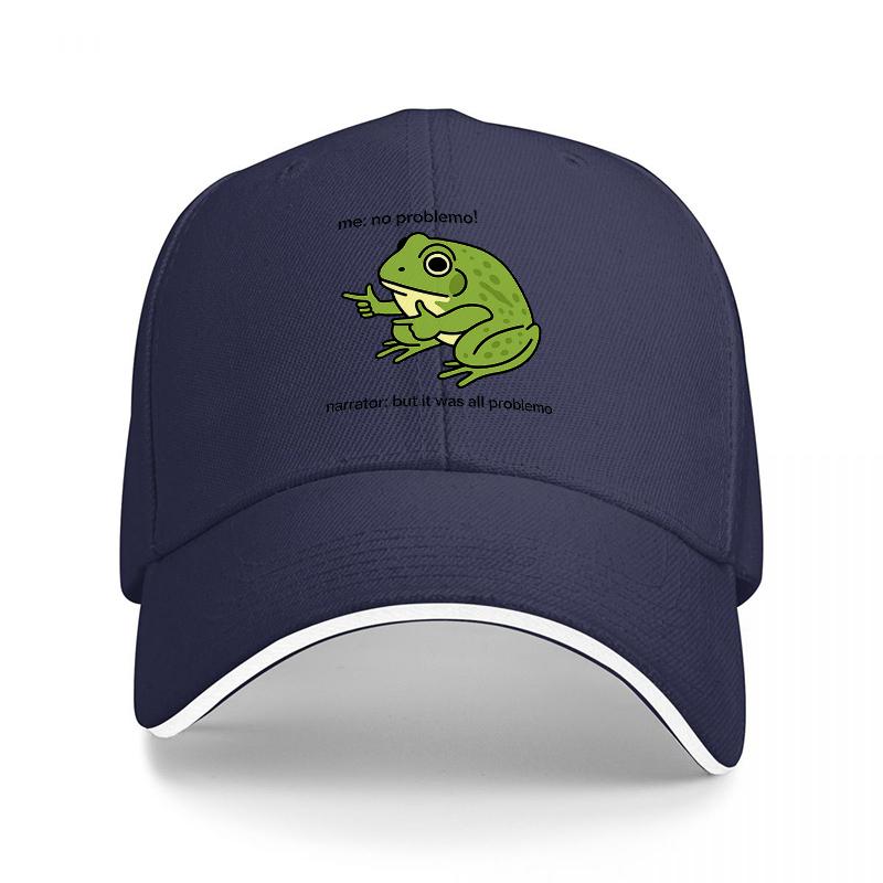 Frog Logo Black Baseball Cap with Green Amphibian Design and White Trim for Outdoor Wear and Casual Style