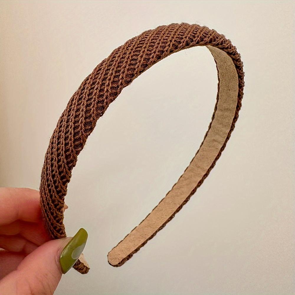 

Простые вязаные повязки на голову в богемном стиле, однотонные коричневые, подходят для большинства людей для прогулок/сна, лучший выбор coffee