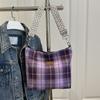 Summer Women's Bag Plaid Canvas Women's Tote Bag Large Capacity Women's Shoulder Bag Commuter Underarm Bag