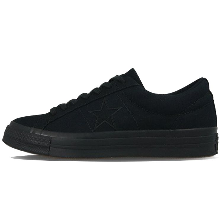 Converse One Star Leather Casual Slip Resistant Durable Lightweight Low Top Skate Shoes Unisex Sneakers Black 163380C