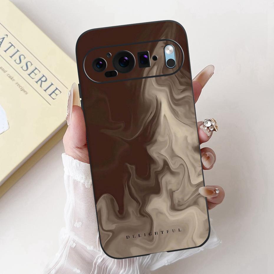 Beautiful Floral Painting Phone Case For Google Pixel 9 Pro 9A Black Silicone Soft Cover For Google Pixel9 9A 9Pro Cases Bumpers