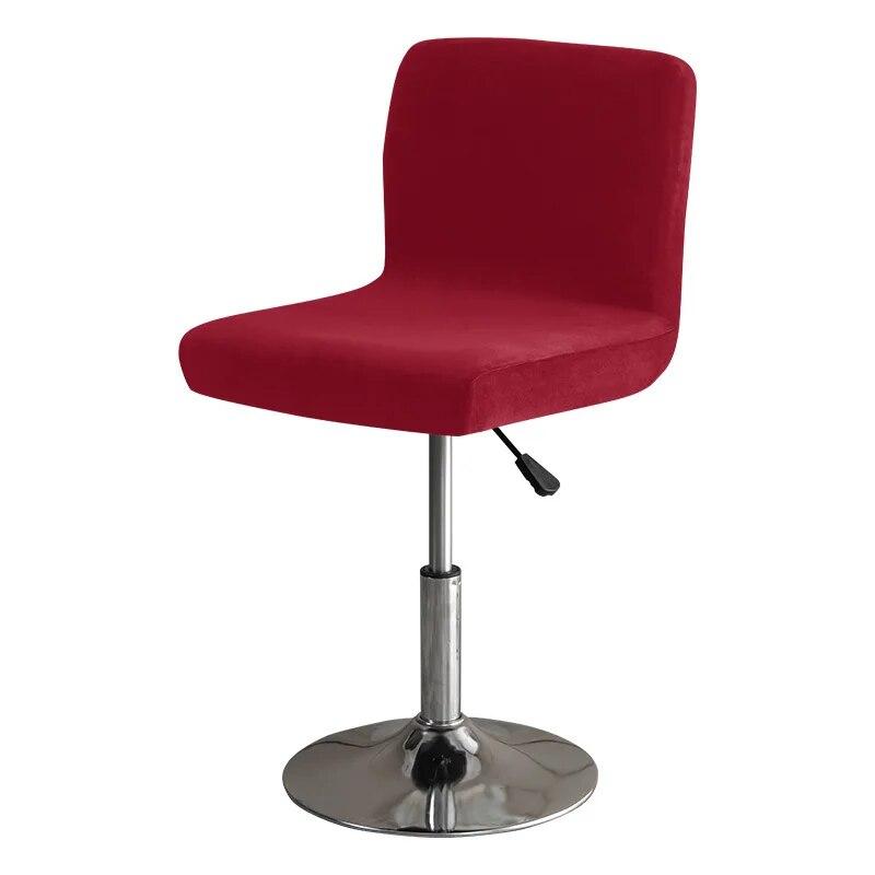 Soft Velvet Bar Stool Chair Cover Solid Stretch Rotating Chair Slipcover Elastic Low Back Office Dining Seat Protector Dark Blue