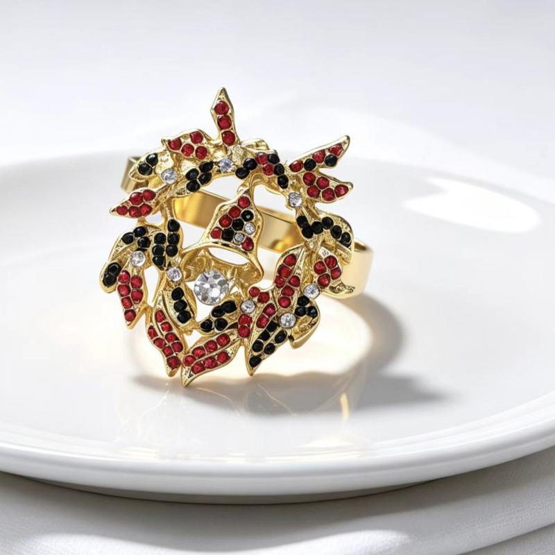 Christmas Napkin Rings Xmas Tree Snowflake Deer Nutcracker Napkin Holder Metal Napkin Buckle For Christmas Party Table Decor