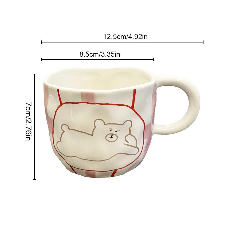 Cute Bear Ceramic Mug Hand Pinched Irregular Porcelain Coffee Cup Breakfast milk oatmeal cup Water Cup For Office Couple Gift