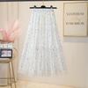 Fashionable Chiffon Floral Midi Skirt Women's Summer Patchwork Ballet Style Lace Cake Skirt A-line Medium Length Skirt