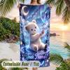 Teddy Bear Theme Beach Towel Personalized Custom Name & Text Soft Quick Dry Beach Towel for Swimming Travel