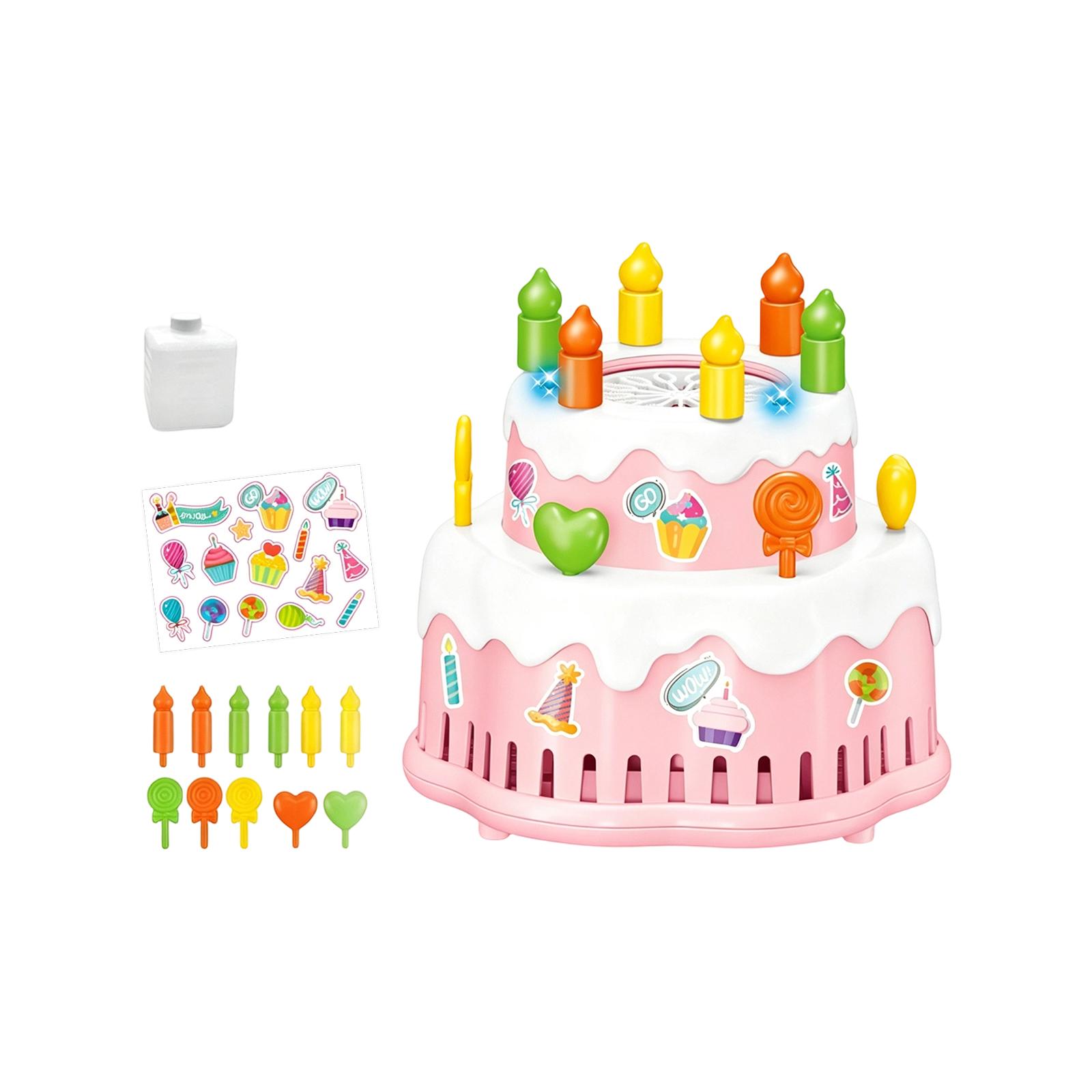 

Electric Bubble Machine Cake Shape Toy for Kids Birthday Party with Light Music and Automatic Bubble Blowing Function Includes 70ml Bubble Solution One Size рожевий