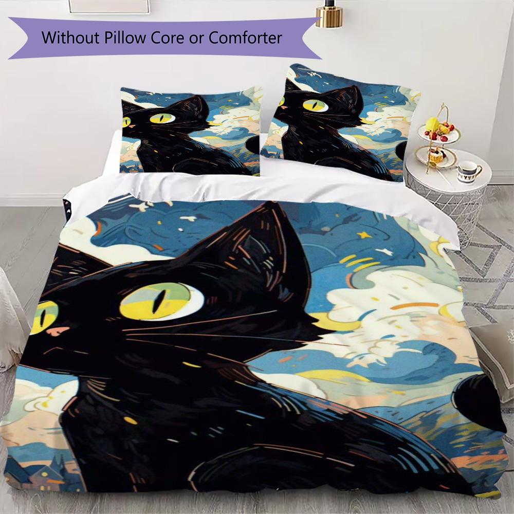 Cat art Pattern Bedding,Quilt Set Quilt Cover Pillowcase Home Birthday Gift (1*duvet cover+2*pillowcase,without core)ZSJT0917311