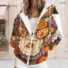 Women Plus Size Zip Up Drawstring Hoodie Long Sleeve Pumpkin Printed Casual Hooded Sweatshirt With Pockets