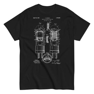1929 Vacuum Tube Patent – Vintage Electronics Blueprint T-Shirt