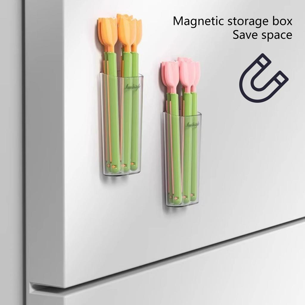 Tulips Designs Food Sealing Clip Set With Magnetic Holder Convenient for Freshness and Convenience Daily Casual Use