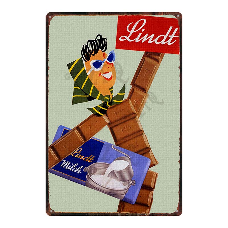 YZFQVintage Affiche Alimentaire Chocolat Métal Rétro Panneaux Candy Bar Plaque Murale Cuisine Maison Restaurant Décoration DU-6822B