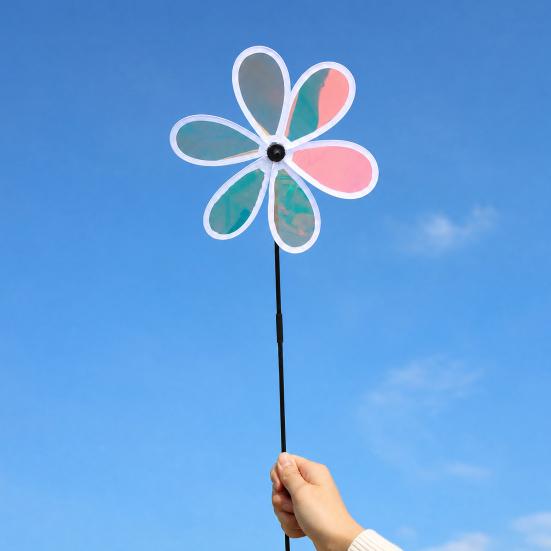 Colorful Windmill Ornaments for Garden and Yard, Decorative Double Layer Pinwheel Spinner for Kids, Outdoor Reflective Pinwheels for Patio Lawn