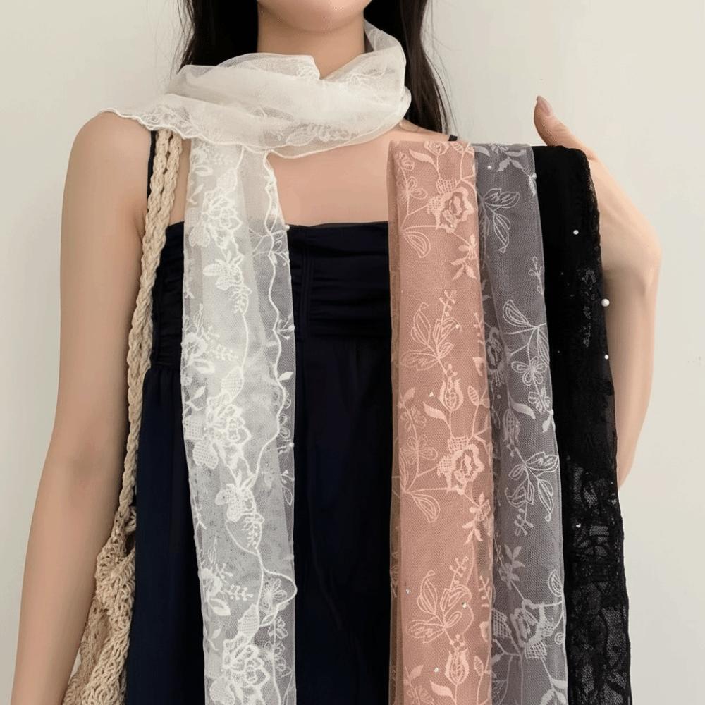 Long Women's Lace Scarf Korean Version Female Headscarf Versatile Sunscreen Shawl