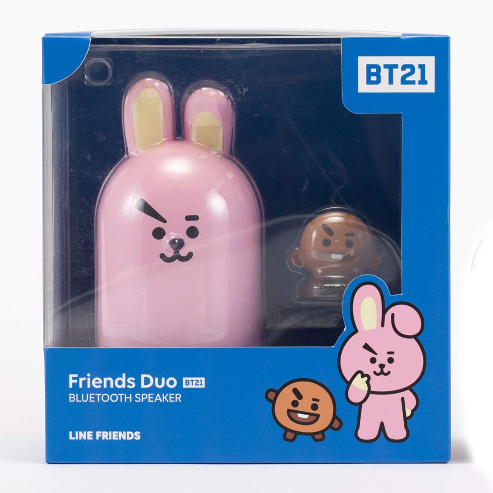 BT21 Friends Duo Bluetooth Official Portable Speaker Figure Set Pink Perfect for and Travel & - - Home, Outdoors,