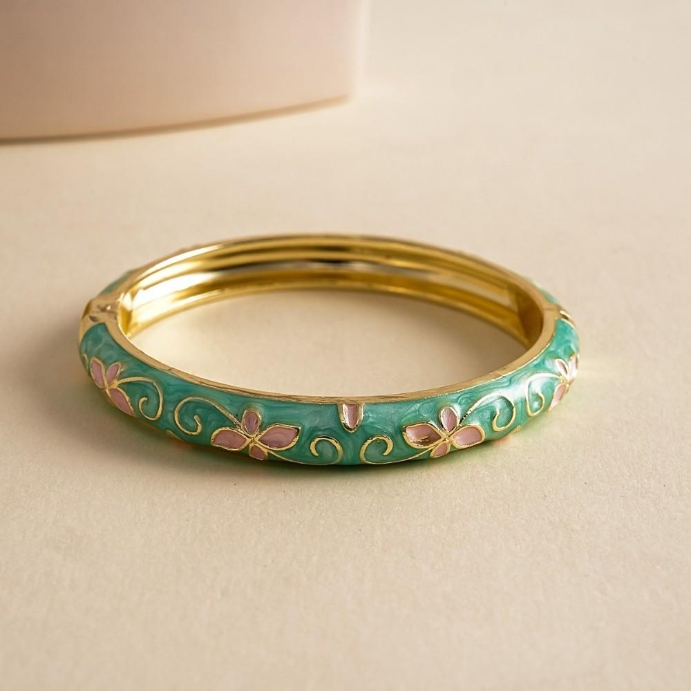 Traditional Vintage Cloisonne Bangle Chinese Women's Hand Bracelet Flower Bangle Jewelry Gifts
