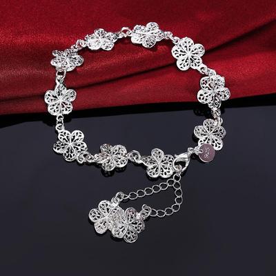 Blumenarmband aus Silber 925, modischer Hochzeitsschmuck