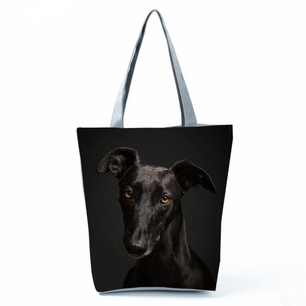 Greyhound Shopping Bags Casual Groceries Women Handbags Animal Dog Graphic Large Capacity Shoulder Bags Portable Foldable Totes