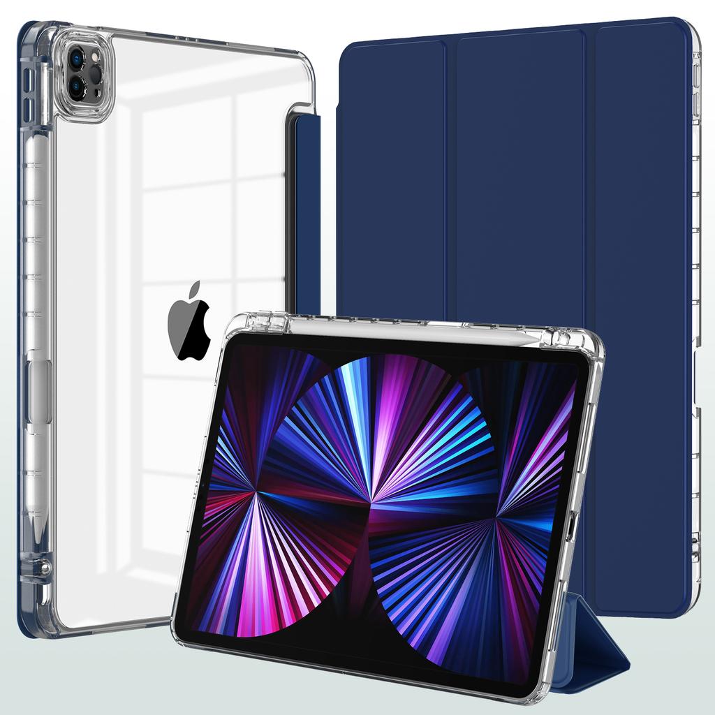 Hot Sale Transparent Acrylic Silicone Leather Case With Pen Slot Tablet Case for Ipad Air 4/5 10.9/ Pro 11 Tablet Covers Cases