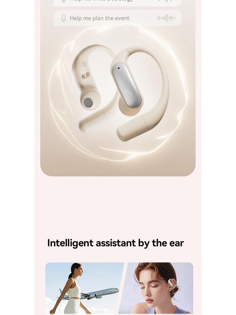 2025 AI Translation Wireless Bluetooth Earbuds with Ear-Hook, Noise Reduction, Long Battery Life, Comfortable for Extended Wear