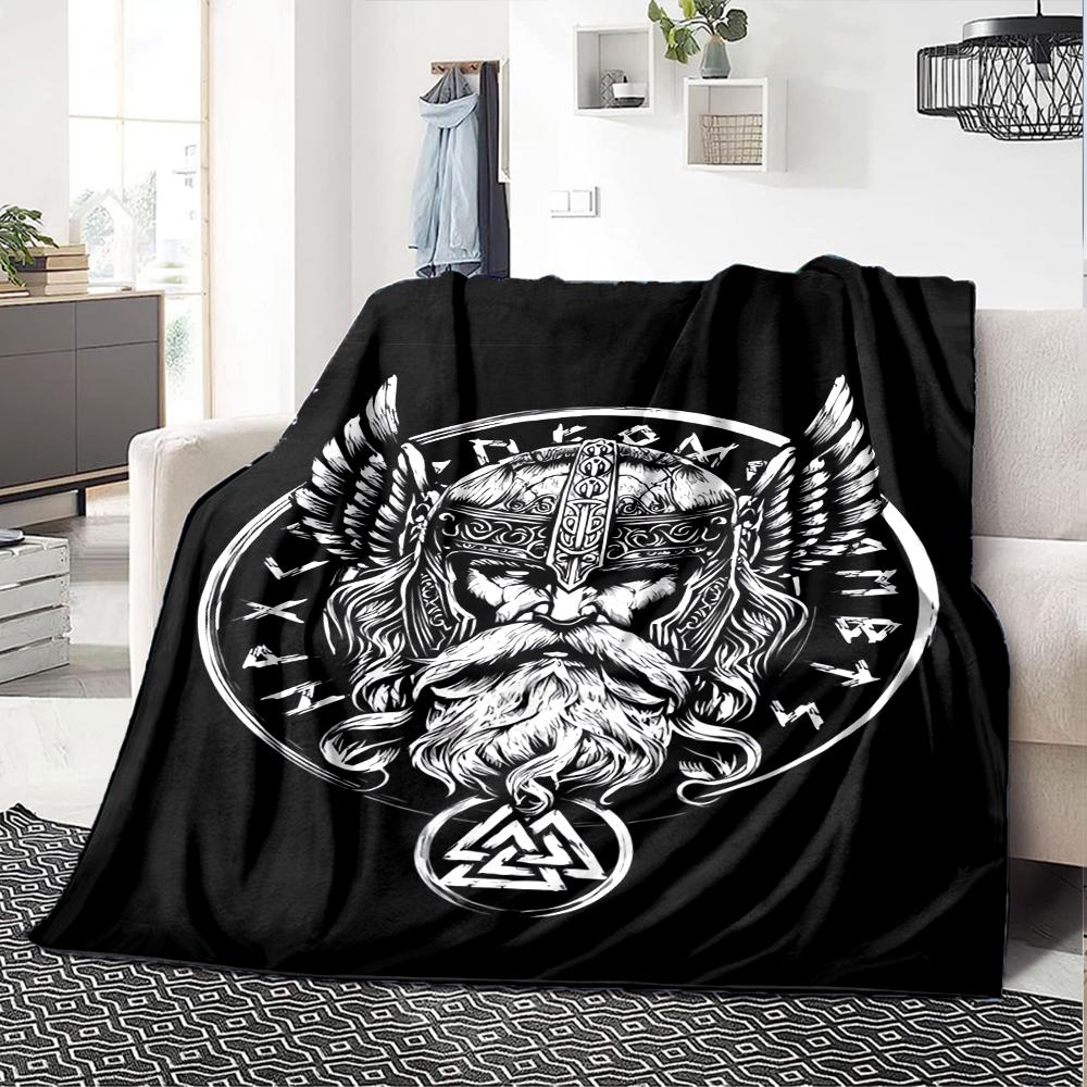 Viking Theme Printed Blanket - Perfect for Couch, Bed, Travel & Outdoor Use | Machine Washable, Cozy & Durable.
