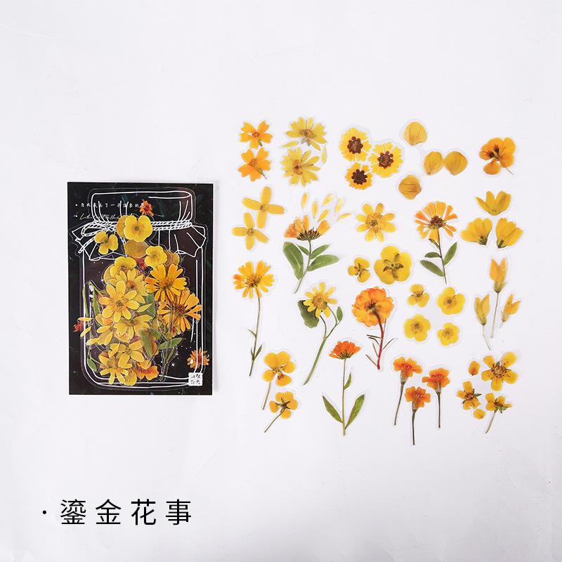 

Kawai Lovely Mu Dyed PET Sticker Pack Mountain and Wild Shimmer Small Fresh Plant Handbook Decorative Material Paper Cutting